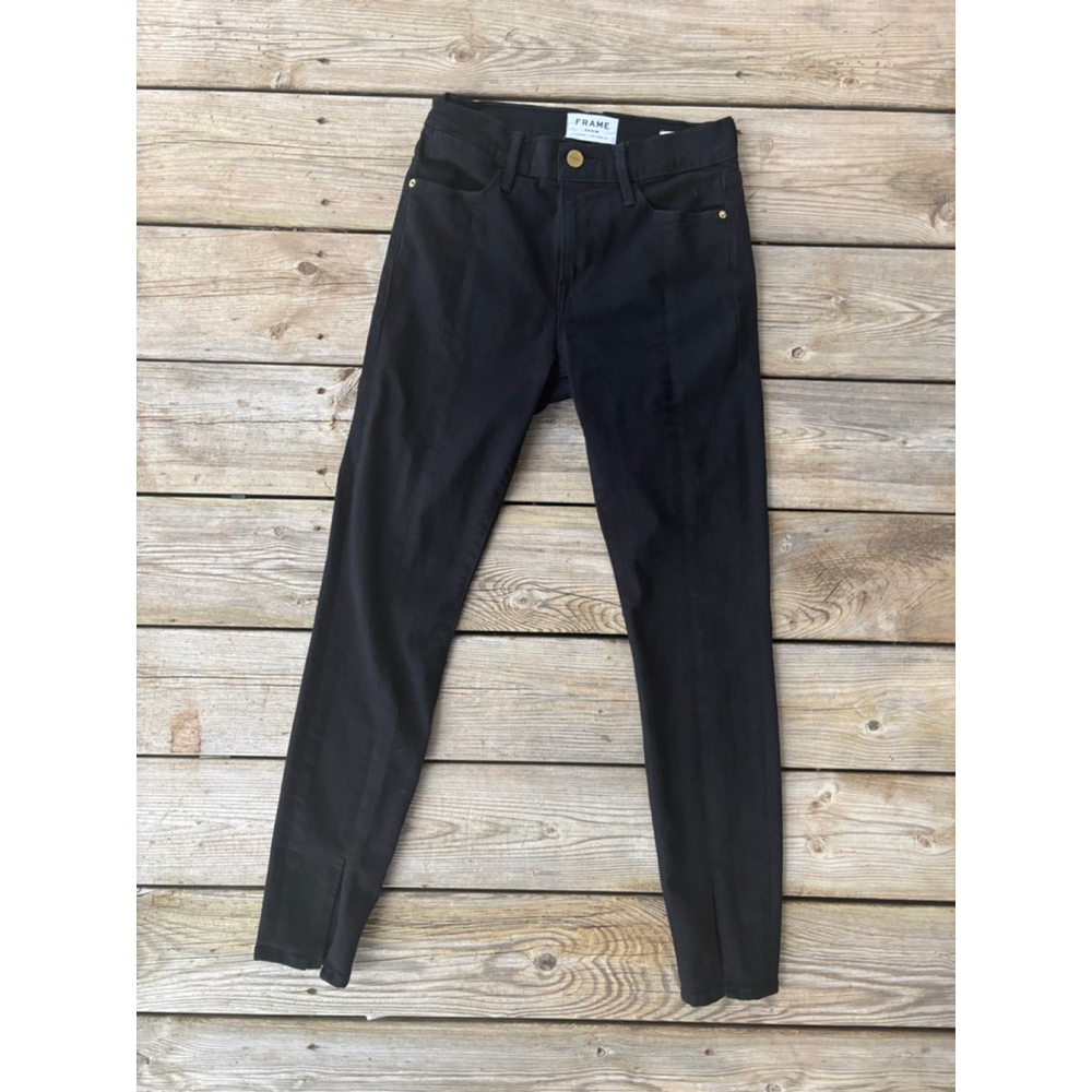 FRAME Black Skinny Jeans Womens Size 25 High Rise Stretch Designer Denim